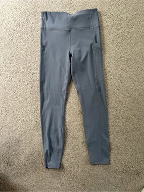 Fabletics Gray High-Waist Leggings with Side Pockets